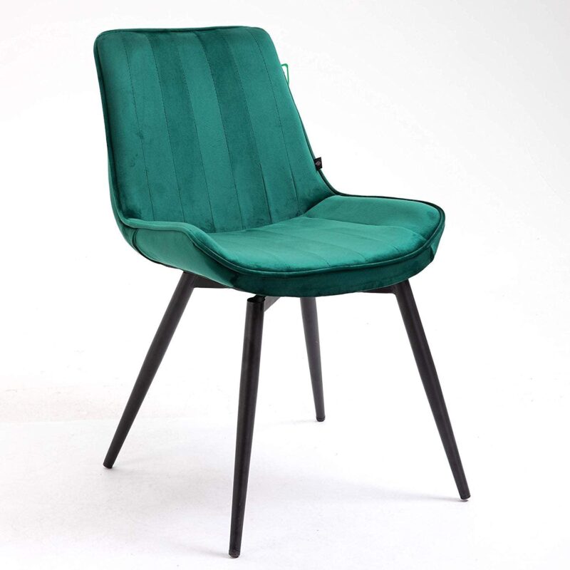 Cala Set of 2 Green Velvet Dining Chairs - Image 2