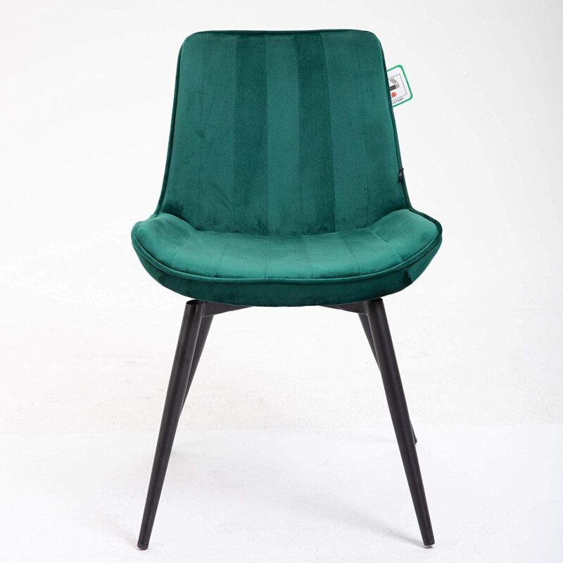 Cala Set of 2 Green Velvet Dining Chairs - Image 4
