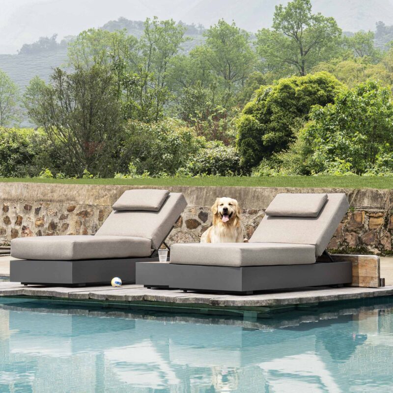 Jardin Aluminium Outdoor Sun Lounger Set, Granite - Image 2
