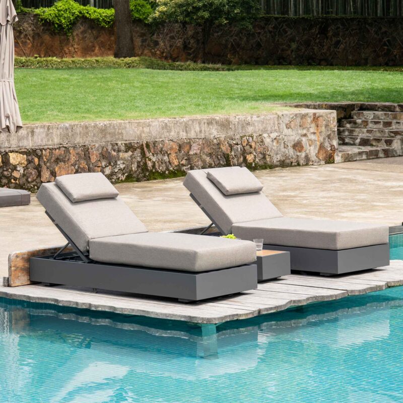 Jardin Aluminium Outdoor Sun Lounger Set, Granite - Image 3