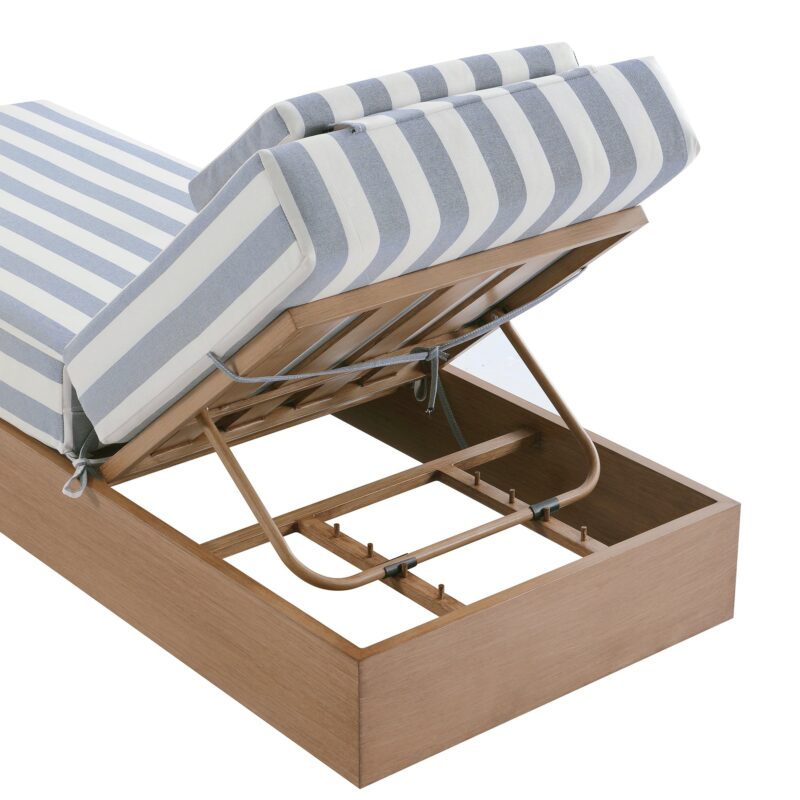 Jardin Aluminium Outdoor Sun Lounger Set, Natural with Blue Stripes - Image 12