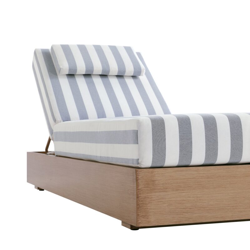 Jardin Aluminium Outdoor Sun Lounger Set, Natural with Blue Stripes - Image 13
