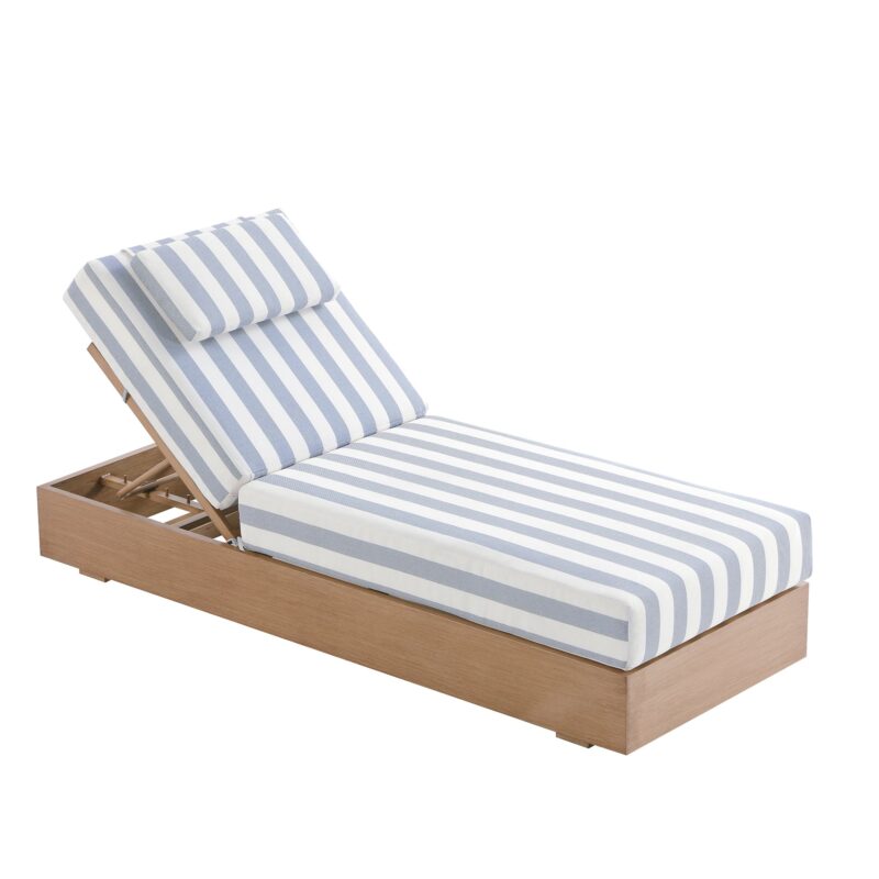 Jardin Aluminium Outdoor Sun Lounger, Natural with Blue Stripes - Image 7
