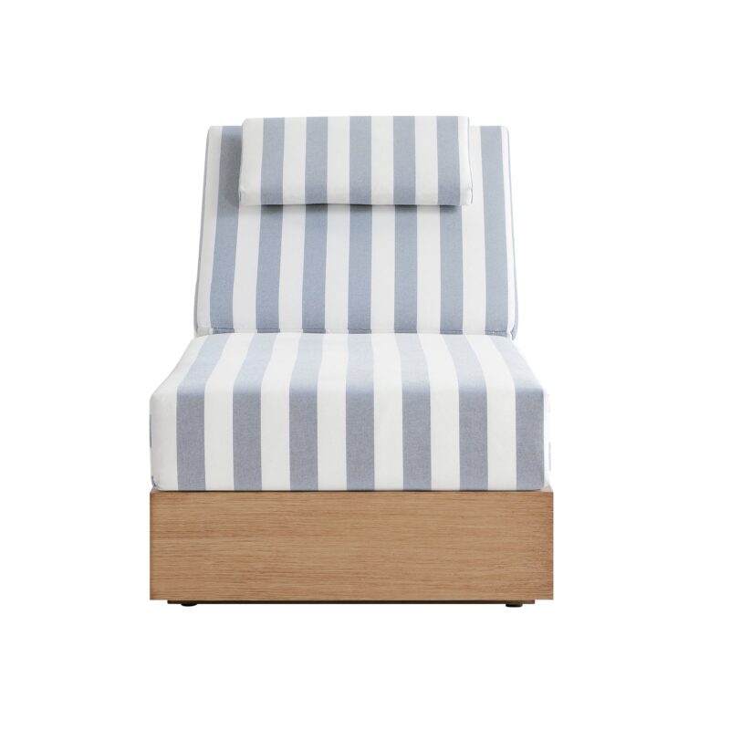 Jardin Aluminium Outdoor Sun Lounger, Natural with Blue Stripes - Image 9
