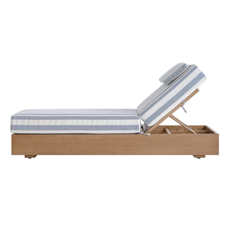 Jardin Aluminium Outdoor Sun Lounger, Natural with Blue Stripes - Image 10
