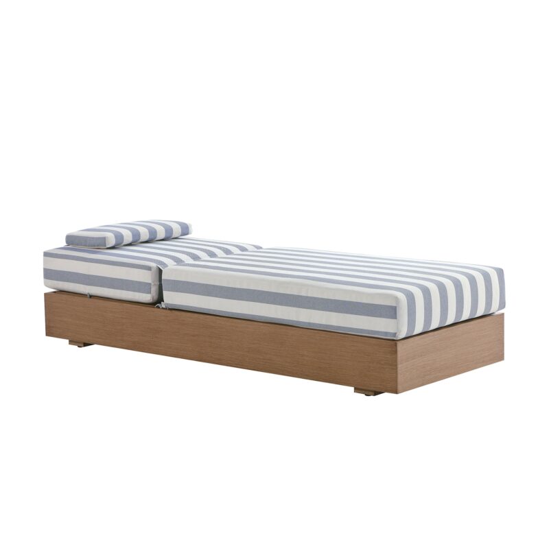 Jardin Aluminium Outdoor Sun Lounger, Natural with Blue Stripes - Image 11