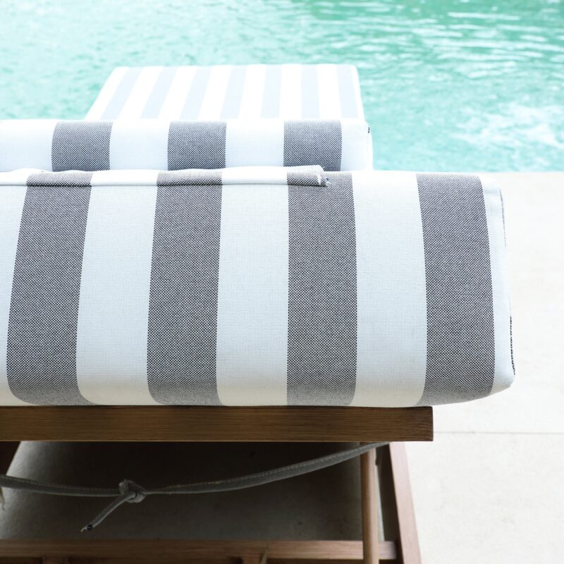Jardin Aluminium Outdoor Sun Lounger, Natural with Blue Stripes - Image 5