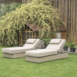 Jardin Aluminium Outdoor Sun Lounger Set, Pumice