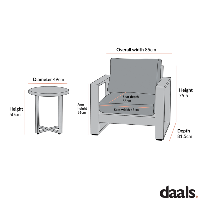 Montrose Aluminium Bistro Set with Side Table, Brushed Silver Oak - Image 8