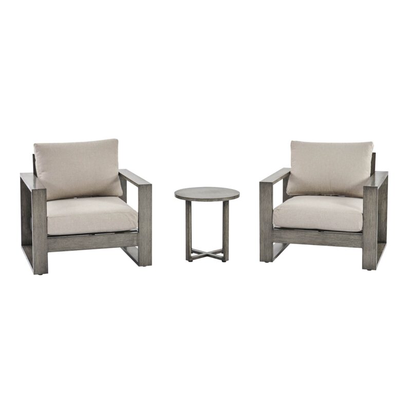 Montrose Aluminium Bistro Set with Side Table, Brushed Silver Oak - Image 6