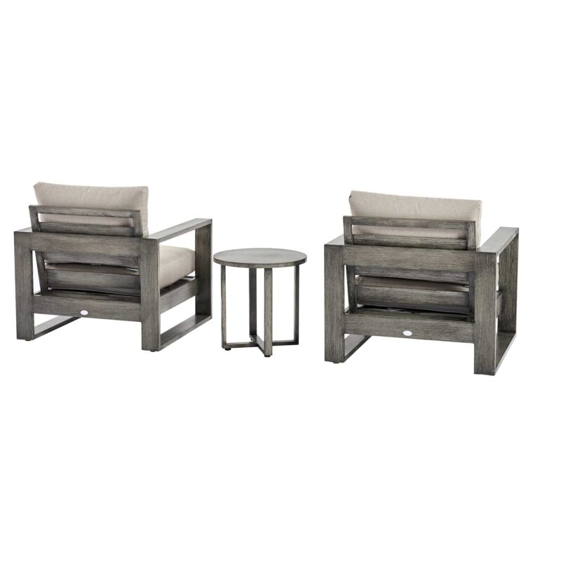 Montrose Aluminium Bistro Set with Side Table, Brushed Silver Oak - Image 9
