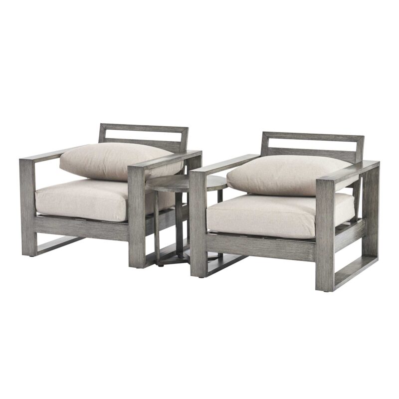 Montrose Aluminium Bistro Set with Side Table, Brushed Silver Oak - Image 10