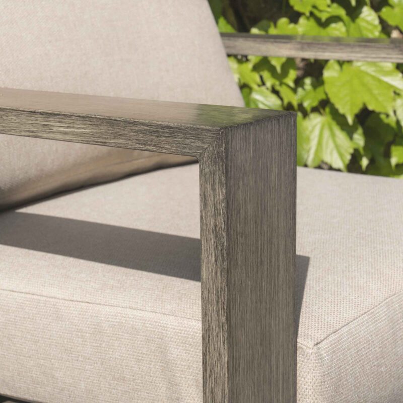 Montrose Aluminium Bistro Set with Side Table, Brushed Silver Oak - Image 4