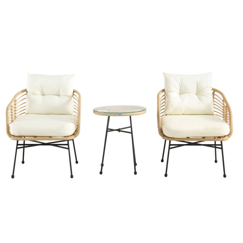 St Loy Natural Rattan Bistro Set with Table - Image 4