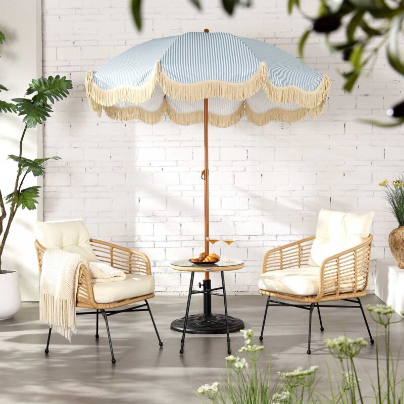 St Loy Natural Rattan Bistro Set with Table