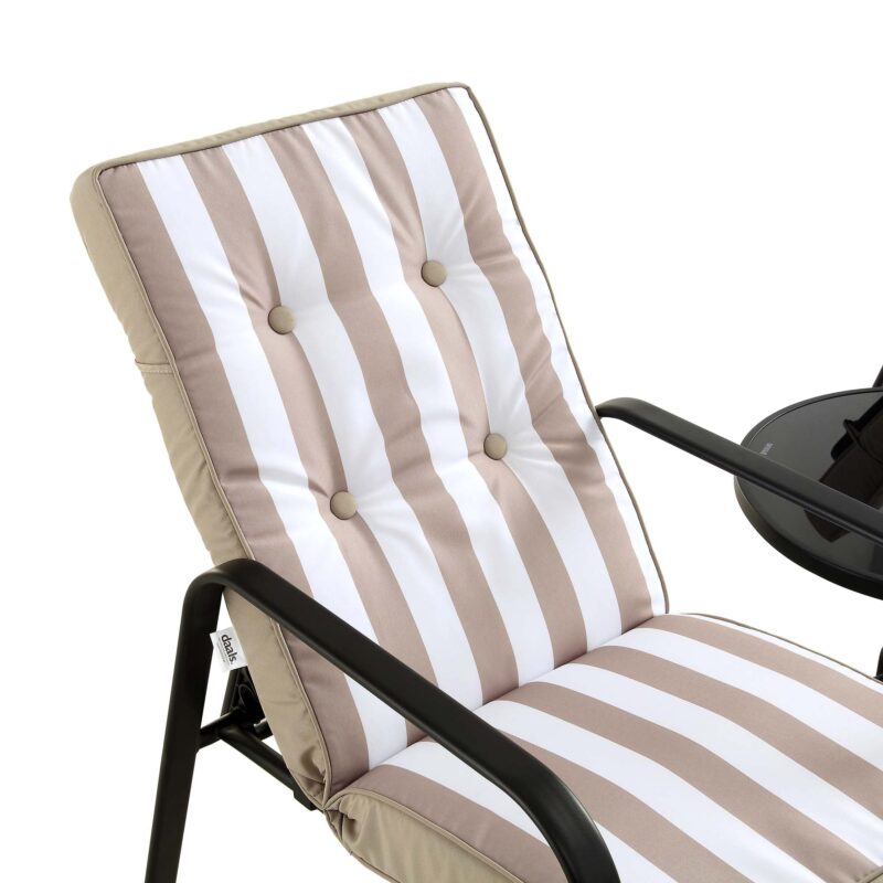 Champneys 2-Seater Steel and Fabric Outdoor Reclining Bistro Set with Stool, Taupe - Image 9