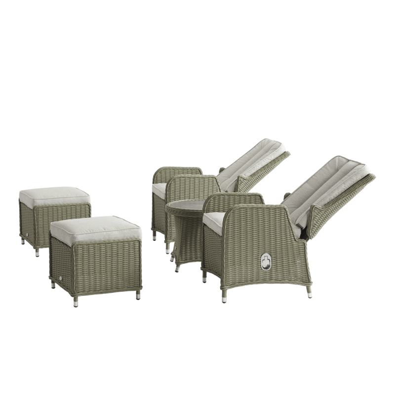 Hampshire 2-Seater Round Wicker Reclining Bistro Set with Stools, Desert Sage - Image 11
