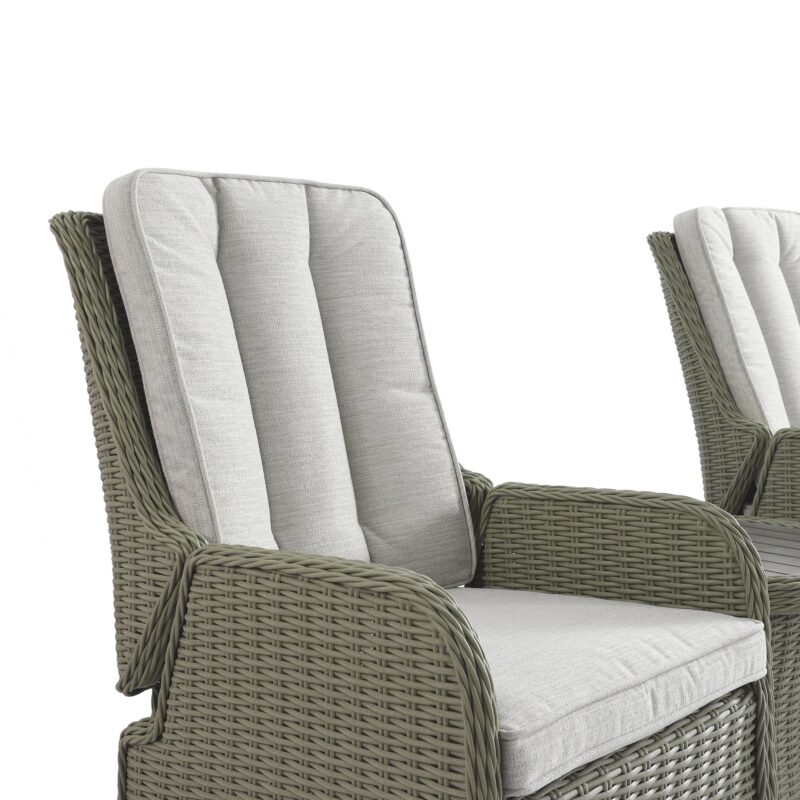 Hampshire 2-Seater Round Wicker Reclining Bistro Set with Stools, Desert Sage - Image 16