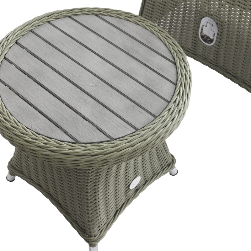 Hampshire 2-Seater Round Wicker Reclining Bistro Set with Stools, Desert Sage - Image 19