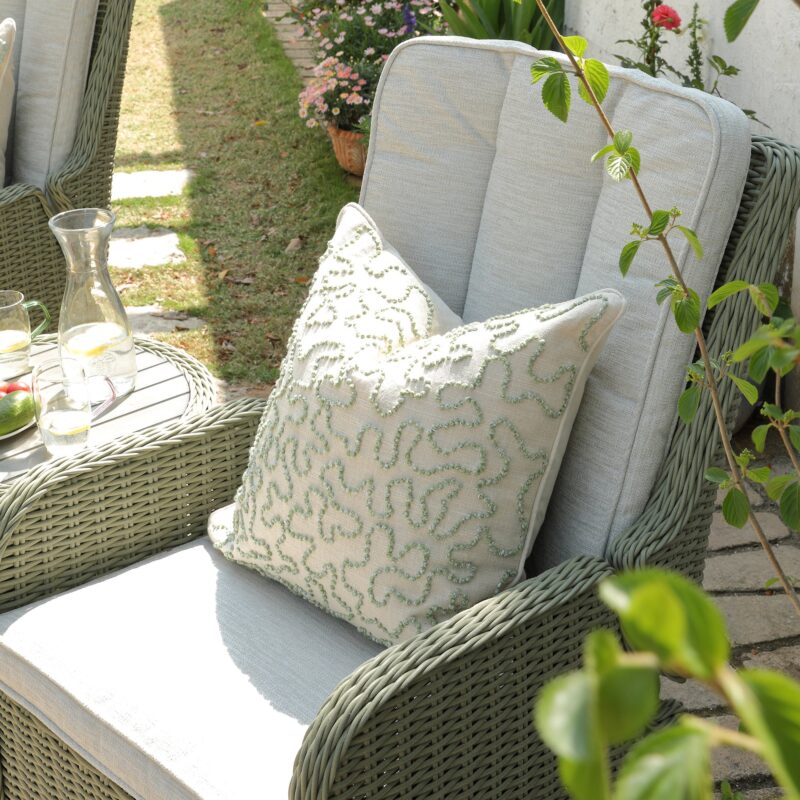 Hampshire 2-Seater Round Wicker Reclining Bistro Set with Stools, Desert Sage - Image 8