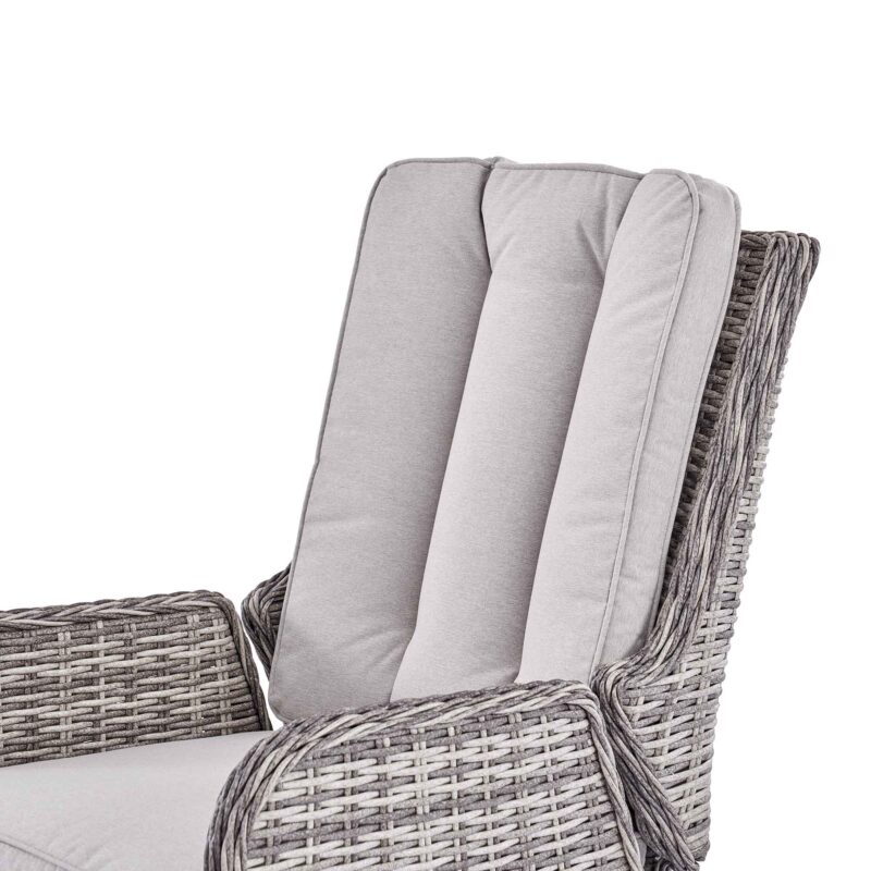 Hampshire 2-Seater Round Wicker Reclining Bistro Set with Stools, Light Grey - Image 11