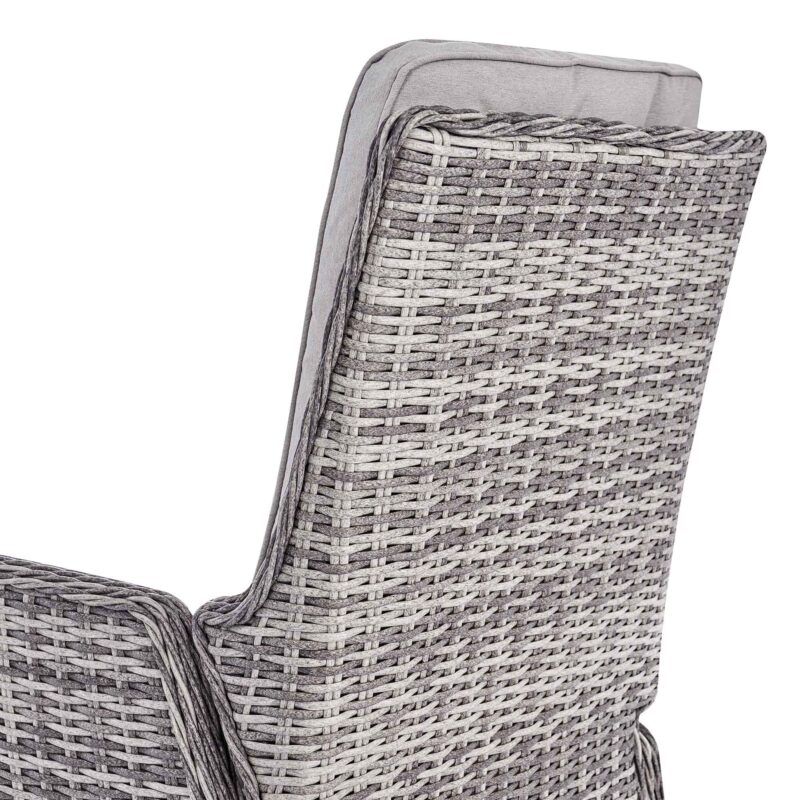 Hampshire 2-Seater Round Wicker Reclining Bistro Set with Stools, Light Grey - Image 13