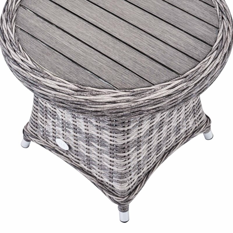 Hampshire 2-Seater Round Wicker Reclining Bistro Set with Stools, Light Grey - Image 14
