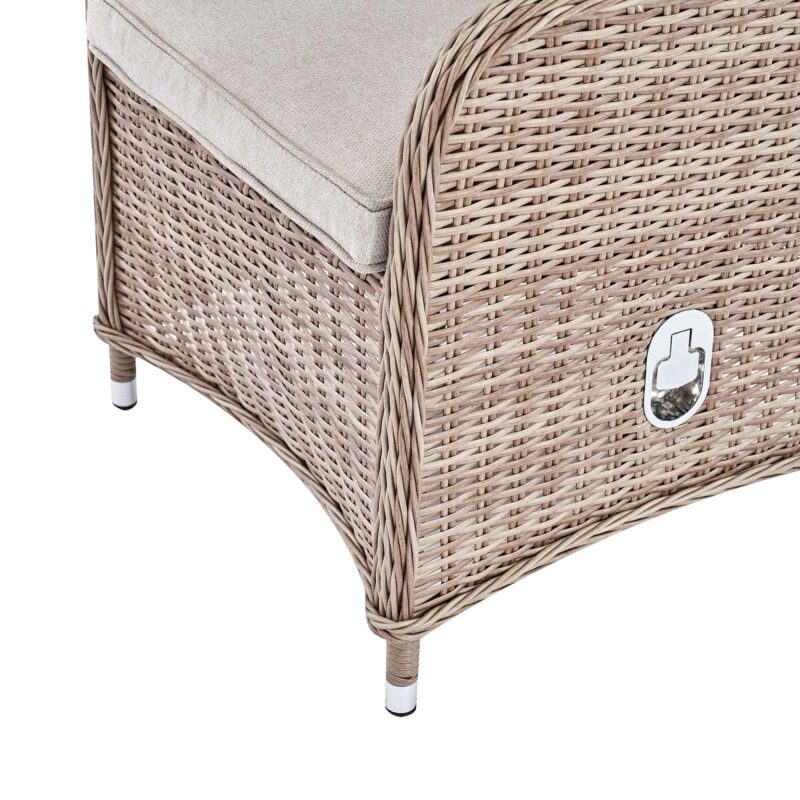 Hampshire 2-Seater Round Wicker Reclining Bistro Set with Stools, Natural - Image 13