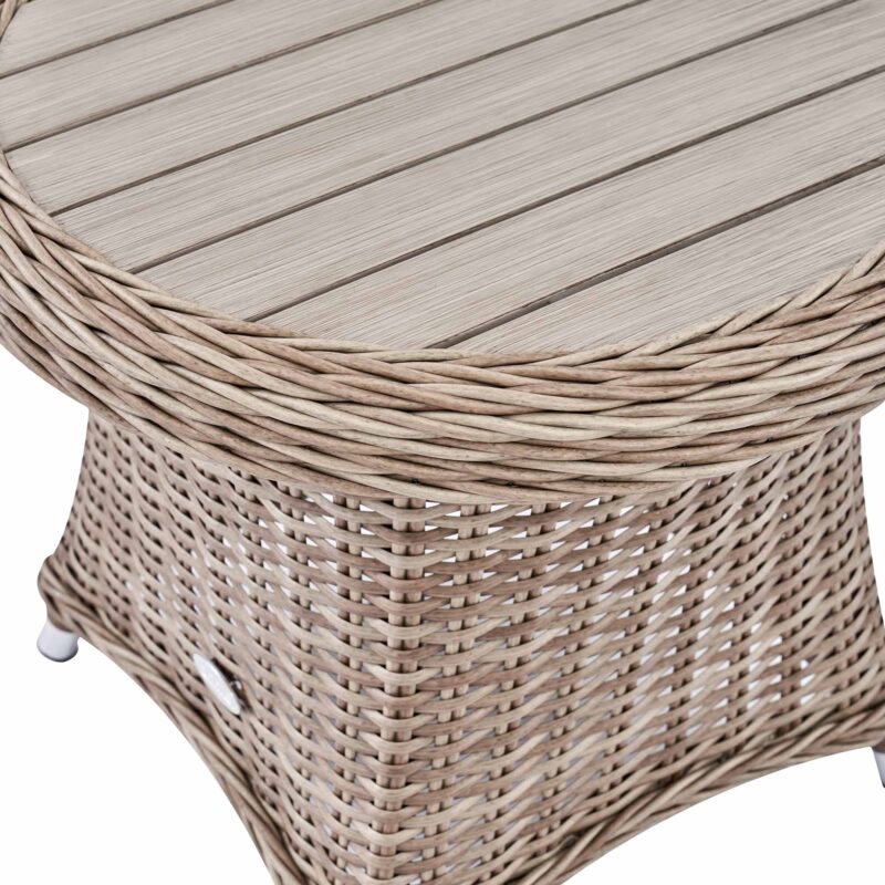 Hampshire 2-Seater Round Wicker Reclining Bistro Set with Stools, Natural - Image 14