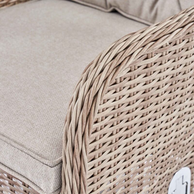 Hampshire 2-Seater Round Wicker Reclining Bistro Set with Stools, Natural - Image 15