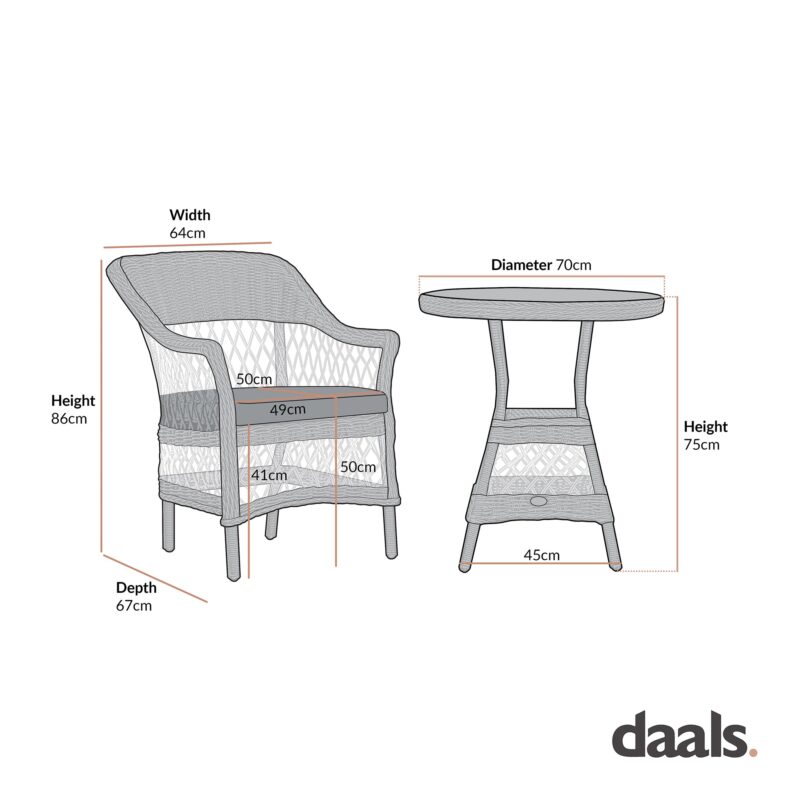 Willowbrook Lattice Weave Rattan Bistro Set, Natural - Image 11