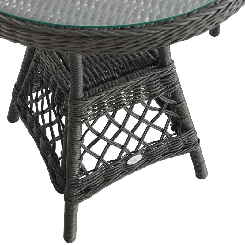 Willowbrook Lattice Weave Rattan Bistro Set, Dark Grey - Image 7