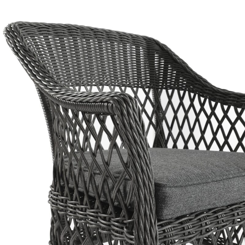 Willowbrook Lattice Weave Rattan Bistro Set, Dark Grey - Image 8