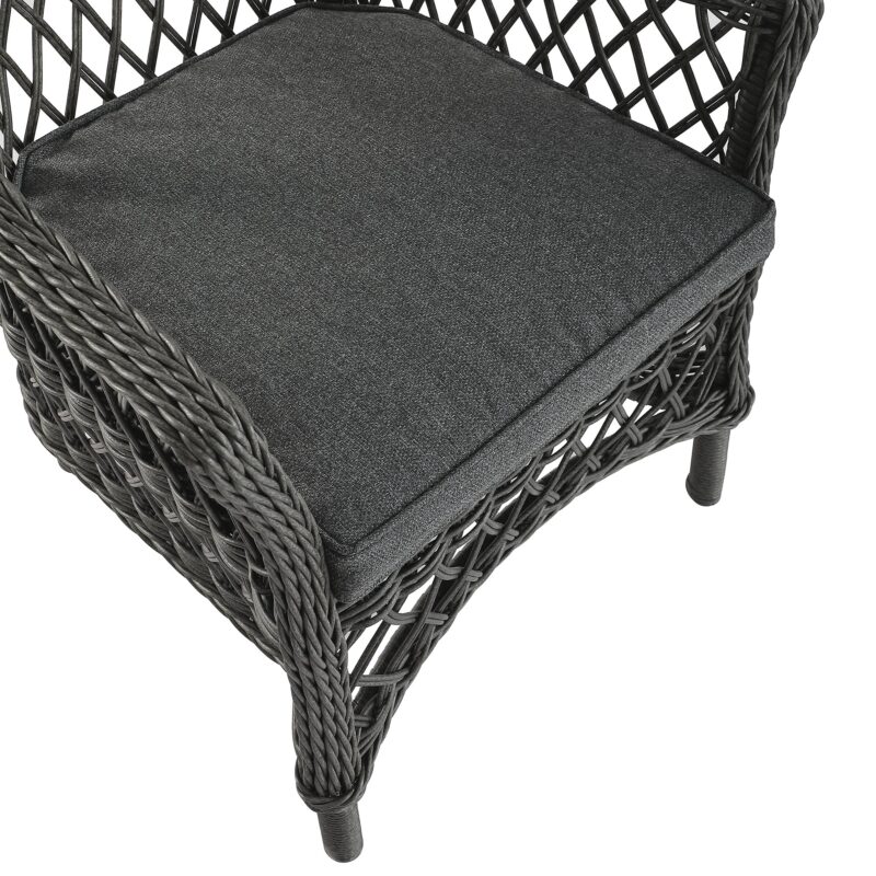 Willowbrook Lattice Weave Rattan Bistro Set, Dark Grey - Image 9