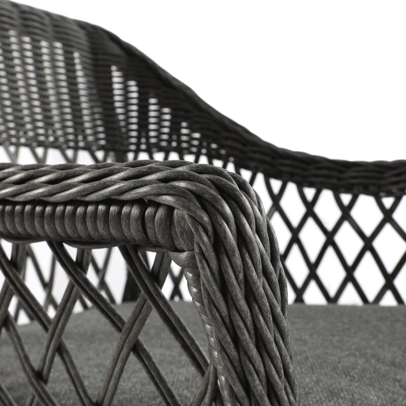 Willowbrook Lattice Weave Rattan Bistro Set, Dark Grey - Image 11