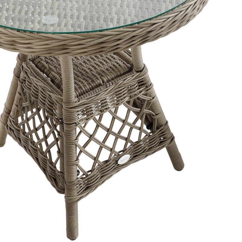 Willowbrook Lattice Weave Rattan Bistro Set, Natural - Image 17