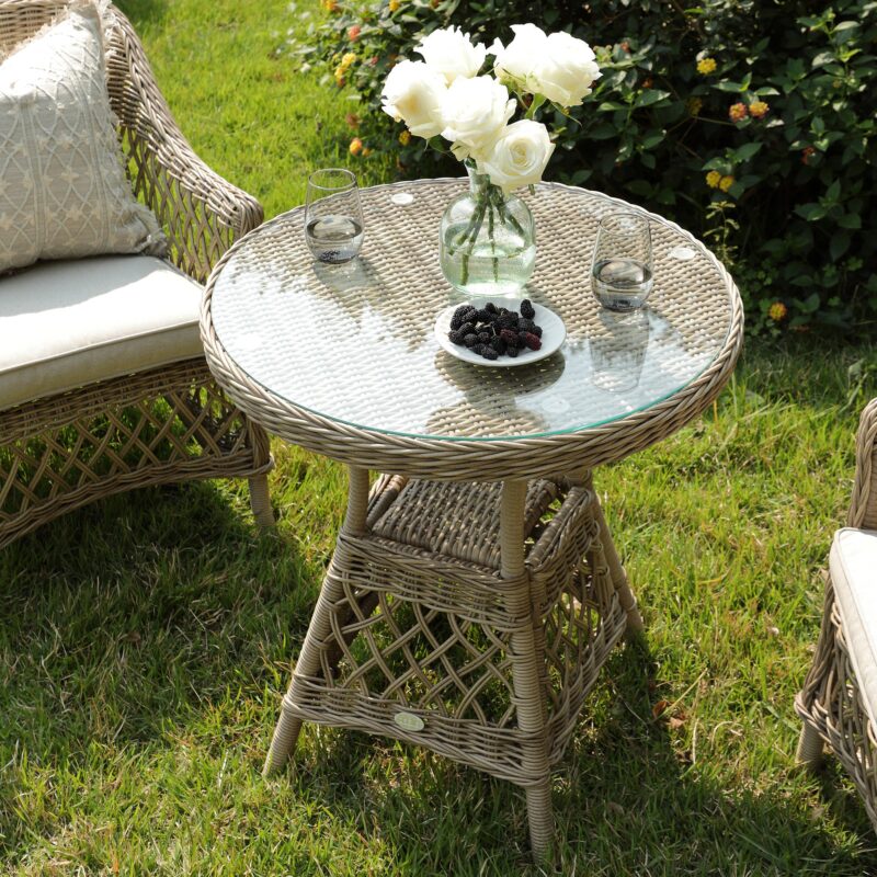 Willowbrook Lattice Weave Rattan Bistro Set, Natural - Image 4