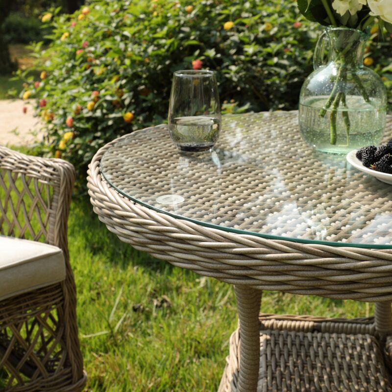 Willowbrook Lattice Weave Rattan Bistro Set, Natural - Image 5