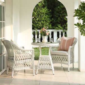 Willowbrook Lattice Weave Rattan Bistro Set, White