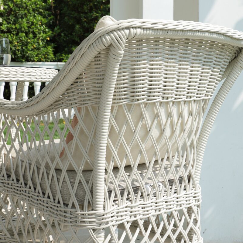 Willowbrook Lattice Weave Rattan Bistro Set, White - Image 6