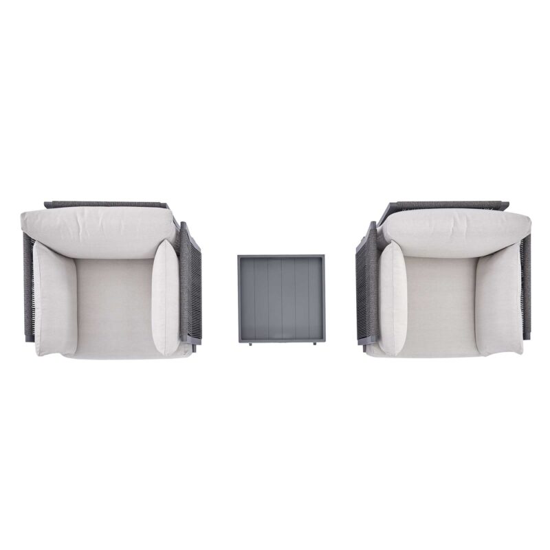Pedra Rope and Aluminium Outdoor Bistro Set, Grey - Image 8