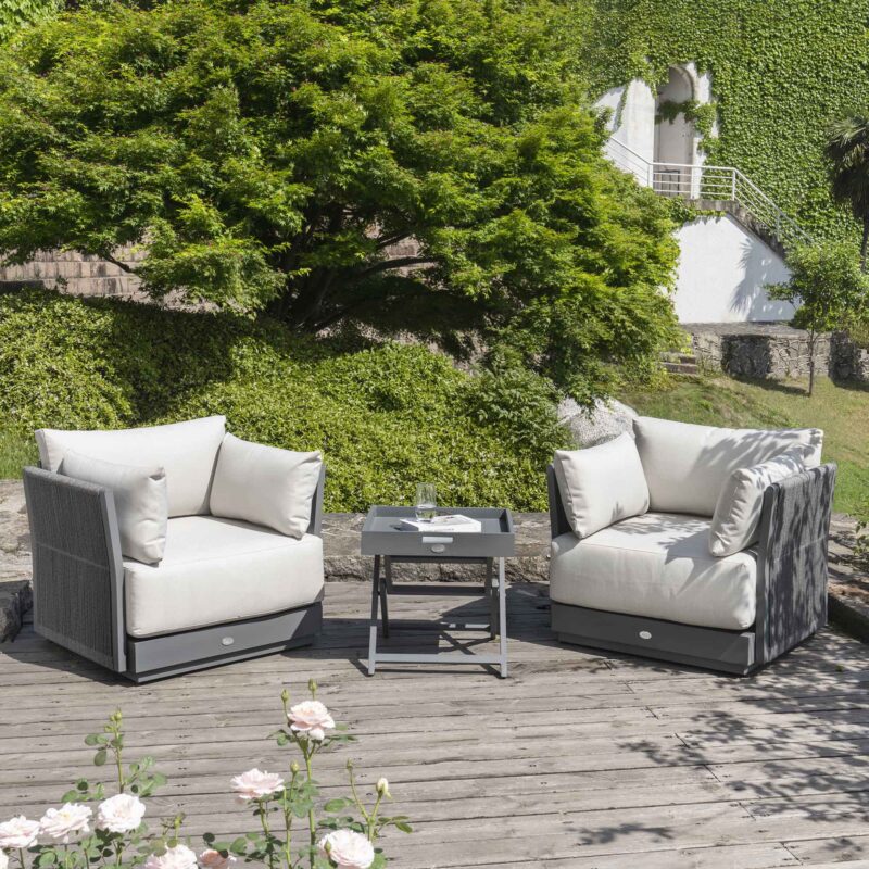 Pedra Rope and Aluminium Outdoor Bistro Set, Grey