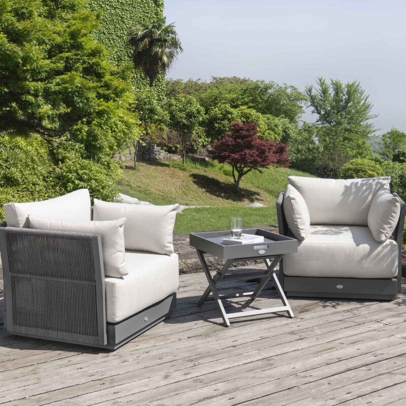 Pedra Rope and Aluminium Outdoor Bistro Set, Grey - Image 2