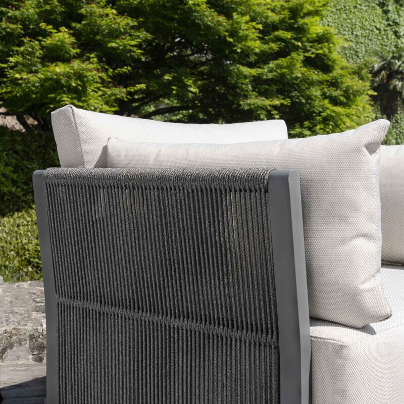 Pedra Rope and Aluminium Outdoor Bistro Set, Grey - Image 3