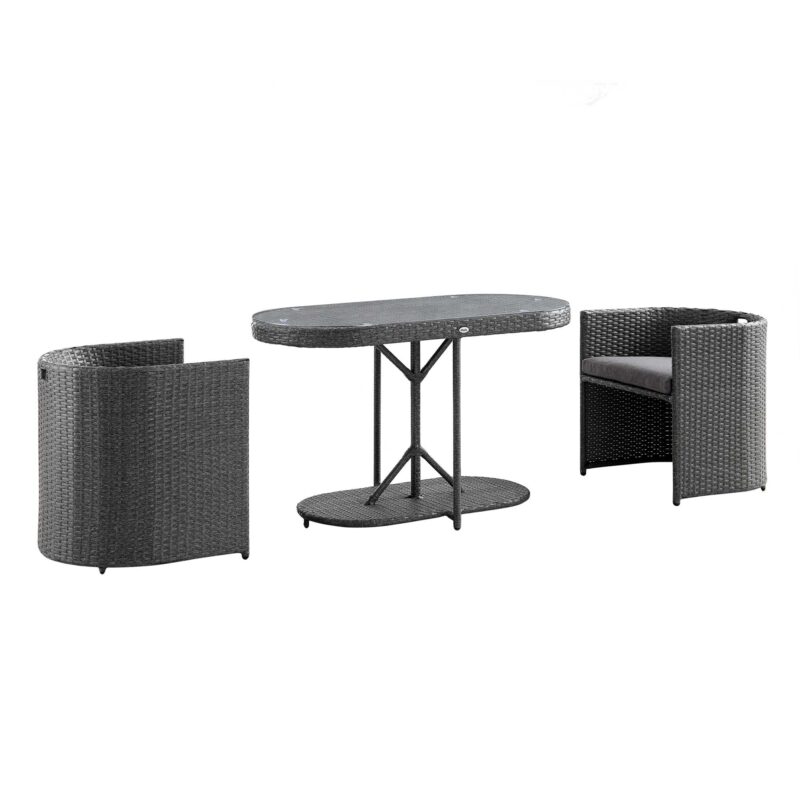 Granchester Rattan Balcony Bistro Set, Grey - Image 8