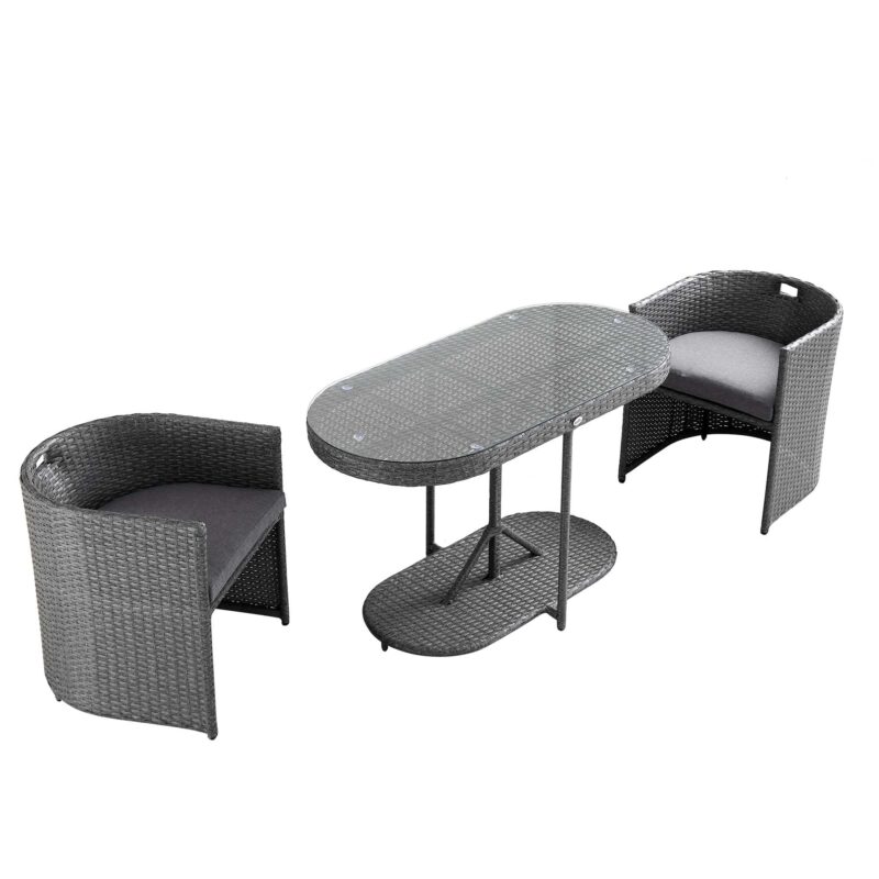 Granchester Rattan Balcony Bistro Set, Grey - Image 9