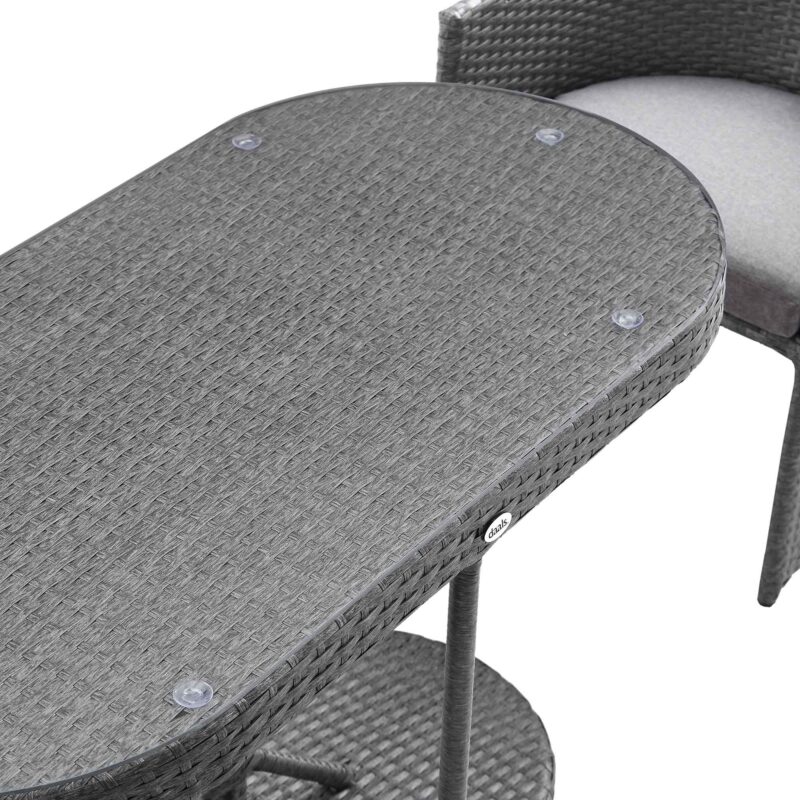 Granchester Rattan Balcony Bistro Set, Grey - Image 11