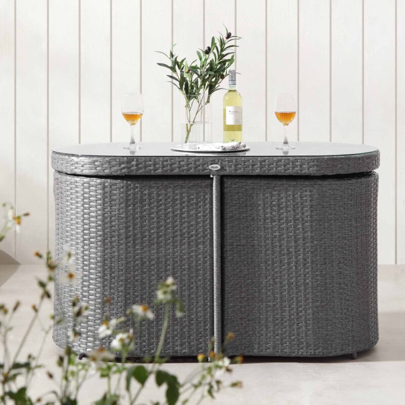 Granchester Rattan Balcony Bistro Set, Grey - Image 2