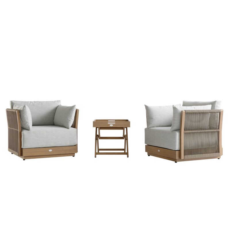 Pedra Rope and Aluminium Outdoor Bistro Set, Natural - Image 9