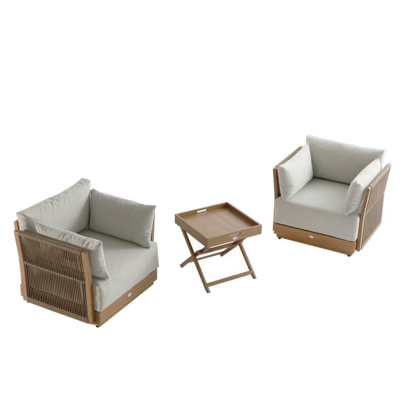 Pedra Rope and Aluminium Outdoor Bistro Set, Natural - Image 13